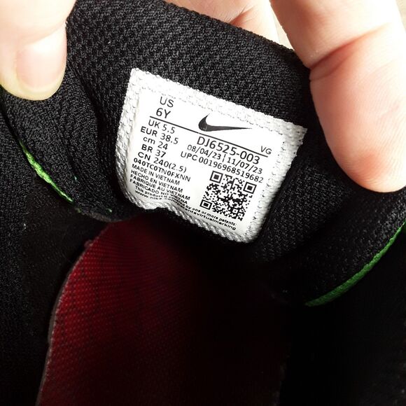 NIKE Baseball Cleats Youth size 6Y, Alpha Huarache Kids Shoes black yellow green - Picture 2 of 11